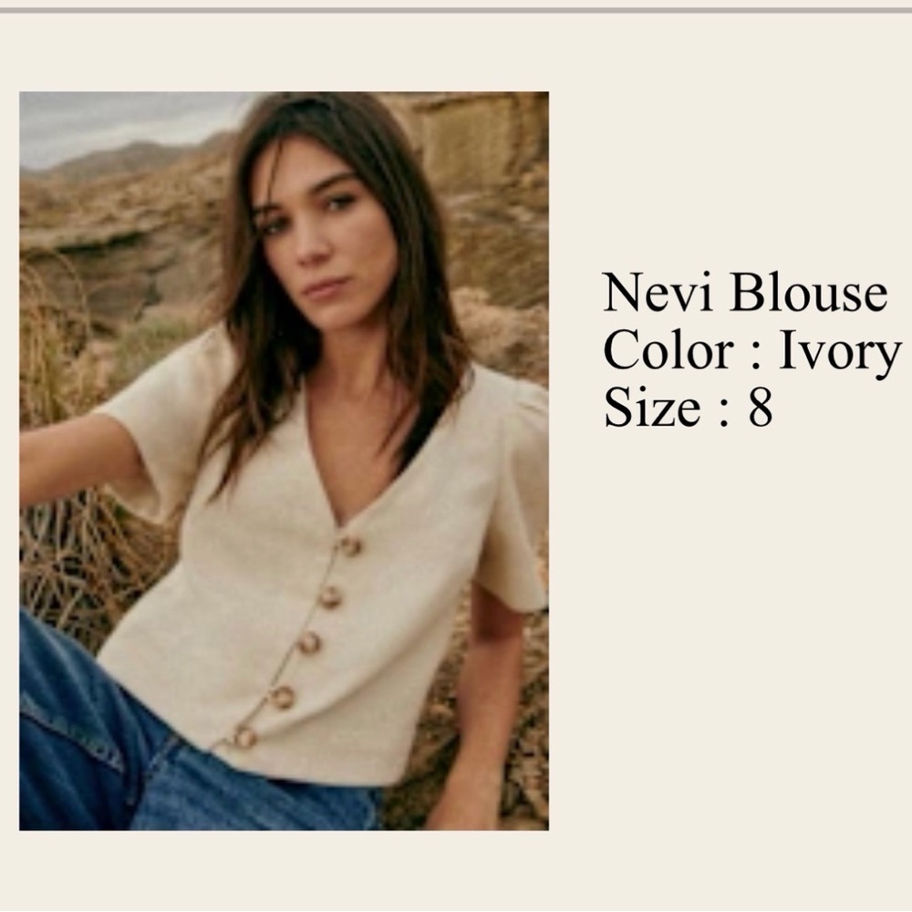 Sezane Ivory Nevi Button-Front Blouse